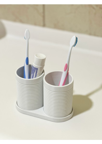 Modern Banyo Düzenleyici V4 - Diş Fırçalık Seti - Ikili Set - Beyaz - 10CM modelleri