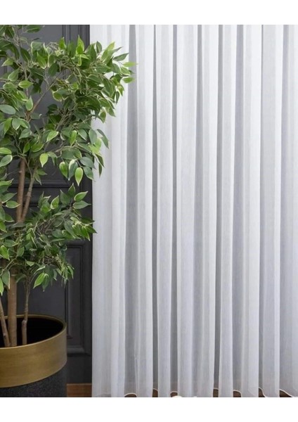 Bambu Şantuklu Kırışmaz Ütü Istemez Tül Perde 1 / 3 Sık Pileli Tül,blackout, Fon, Bambu,