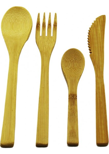 4pcs Ahşap Bambu Mutfak Seti 2 Kaşık - Çatal - Bıçak (4887)