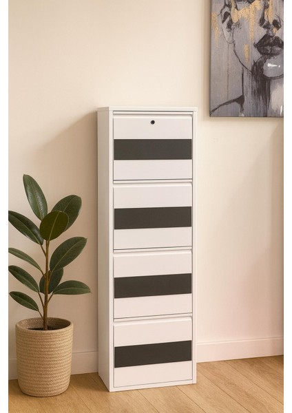 4 Lü Ahşap Desenli Metal Ayakkabılık Karlı Home fiyatları