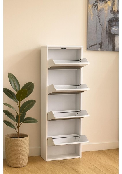 4 Lü Ahşap Desenli Metal Ayakkabılık Karlı Home modelleri