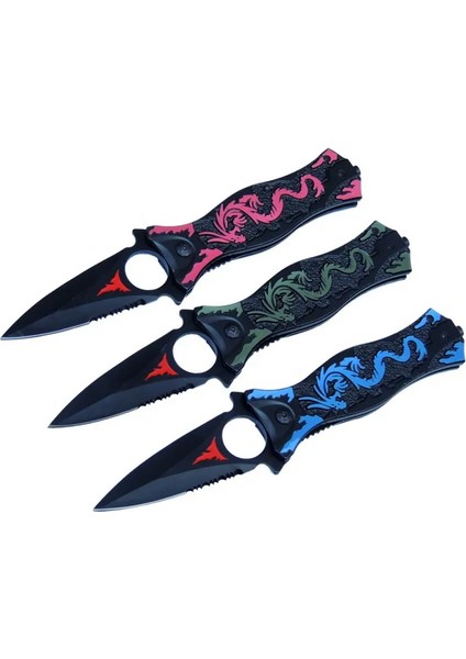 PA0210 Parmak Delikli Testereli Koleksiyon Çakı 20,5 cm - Plastik Sap