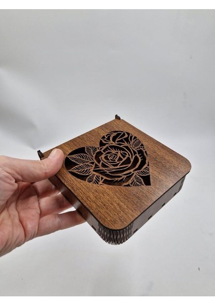 Ahşap Dekoratif Kutu 12 cm x 12 cm x 3 cm No5 modelleri