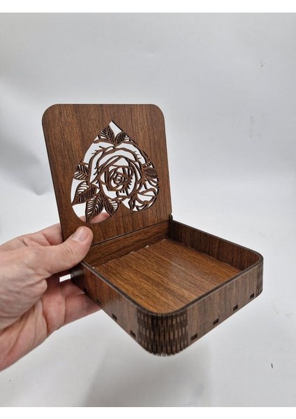 Ahşap Dekoratif Kutu 12 cm x 12 cm x 3 cm No5 fırsatları