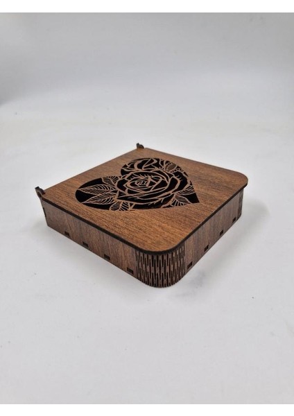 Ahşap Dekoratif Kutu 12 cm x 12 cm x 3 cm No5