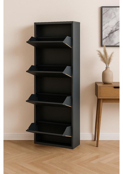 4 Lü Ahşap Desenli Metal Ayakkabılık Karlı Home modelleri