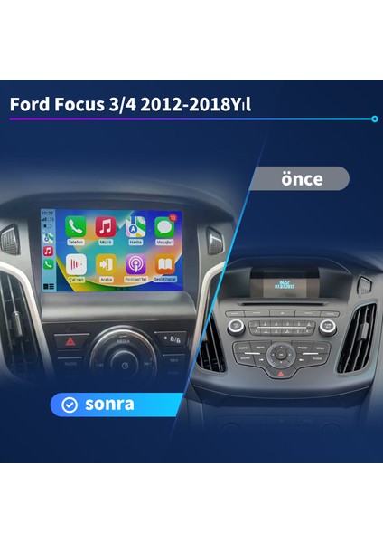 Ford Focus 3 / 4（2012-2018） Android Kablosuz Carplay Navigasyon Multimedya 9 Inch Ekran 4 GB Ram 64 GB Rom fiyatları