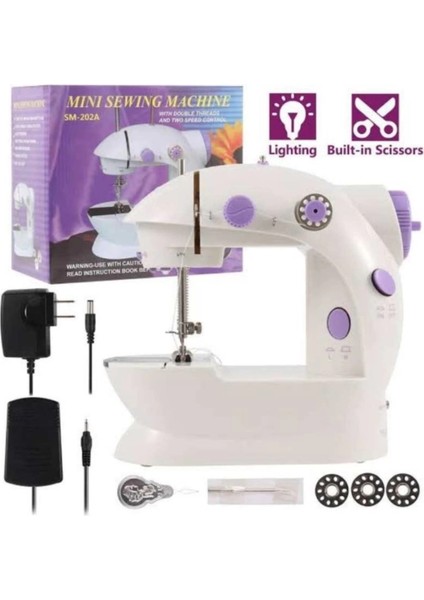 Dikiş Makinesi Sew Whiz Elektrikli Veya Pille Çalışabilen Çift Kademeli Işıklı Mini