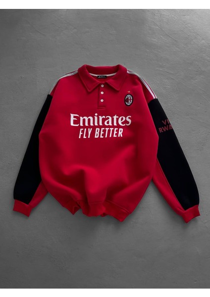 Oversıze Şardonlu Sweat - Bayern Munıh - Arsenal - Mılan Düğmeli Yaka Kaliteli Sweatshırt fırsatları