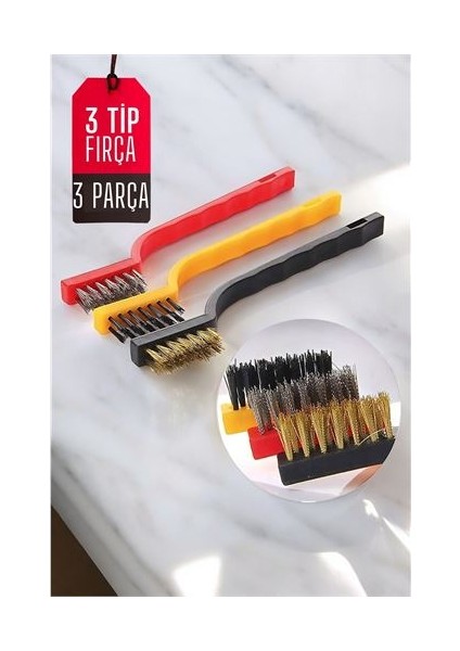Mutfak Fırça Seti 3 Değişik Uçlu
