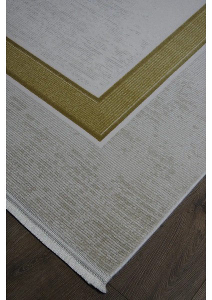 Luce Çerçeveli Krem Gold Çizgili Akrilik Makine Halısı fiyatları