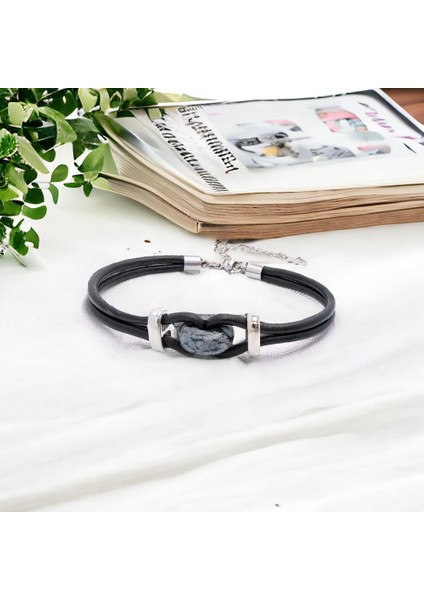 Jasper Doğal Taşlı Deri ve Çelik Bileklik (20 Cm+5 cm Uzatma Zinciri) fiyatları