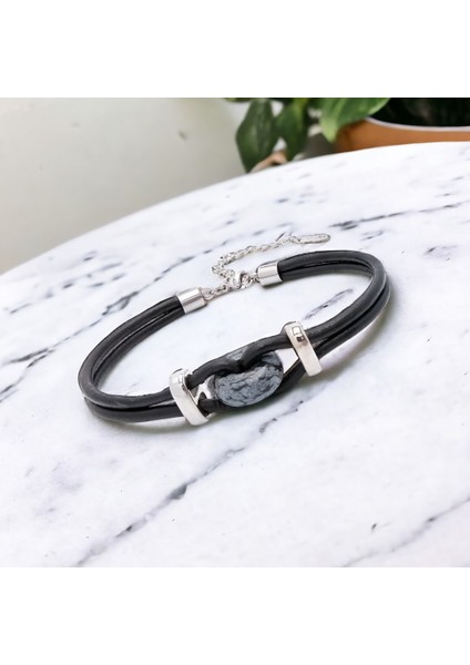 Jasper Doğal Taşlı Deri ve Çelik Bileklik (20 Cm+5 cm Uzatma Zinciri) modelleri