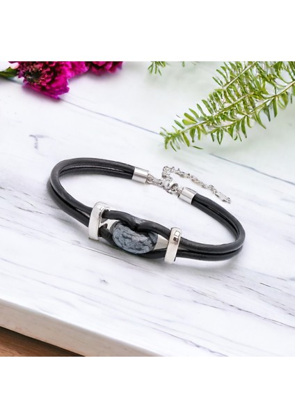 Jasper Doğal Taşlı Deri ve Çelik Bileklik (20 Cm+5 cm Uzatma Zinciri) indirimleri