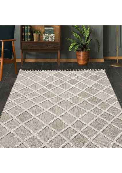 Willy Geometrik Gri Polyester Kaydırmaz Tabanlı Makine Halısı indirimleri