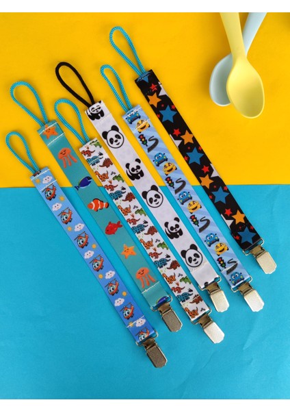 6'lı Emzik Askısı Seti / Emzik Tutucu / Emzik Zinciri