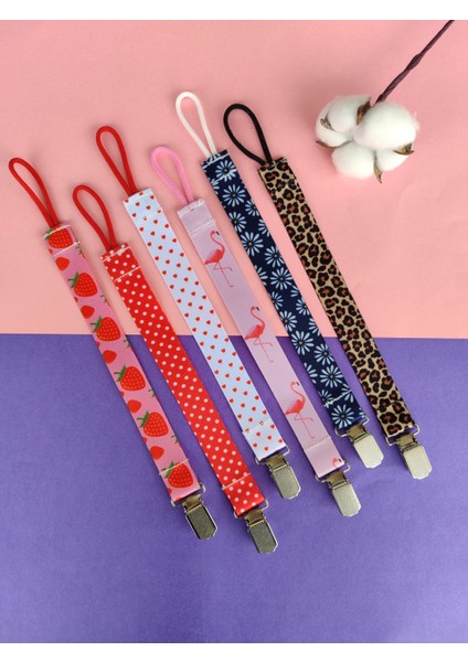 6'lı Emzik Askısı Seti / Emzik Tutucu / Emzik Zinciri / Kız
