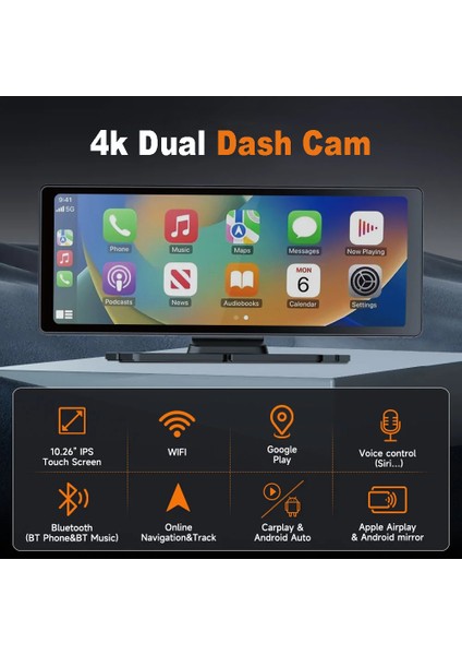 4K Carplay Ön-Arka Araç Kamerası Wifi Bluetooth modelleri