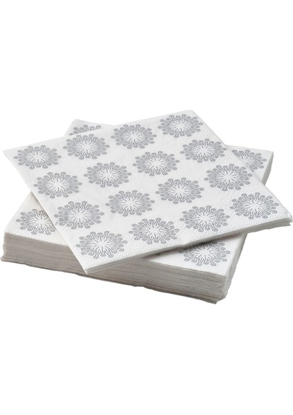 Frojda Desenli Peçete Beyaz Gri 33 x 33 cm 30 Adet