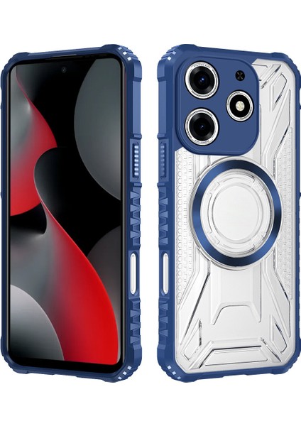 Case For Tecno Spark 10 Pro Için Manyetik Halkalı Şeffaf Akrilik Darbeye Dayanıklı Koruyucu Kılıf-Mavi (Yurt Dışından)