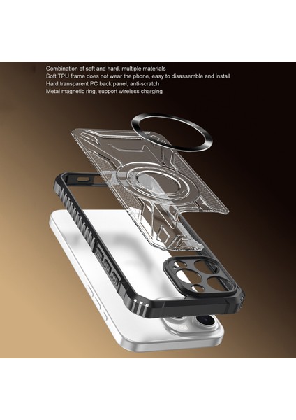 Case For Tecno Spark 10 Pro Için Manyetik Halkalı Şeffaf Akrilik Darbeye Dayanıklı Koruyucu Kılıf-Mavi (Yurt Dışından) fiyatları