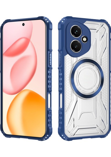 Case For Honor 400 Için Manyetik Halkalı Şeffaf Akrilik Darbeye Dayanıklı Koruyucu Kılıf-Mavi (Yurt Dışından)