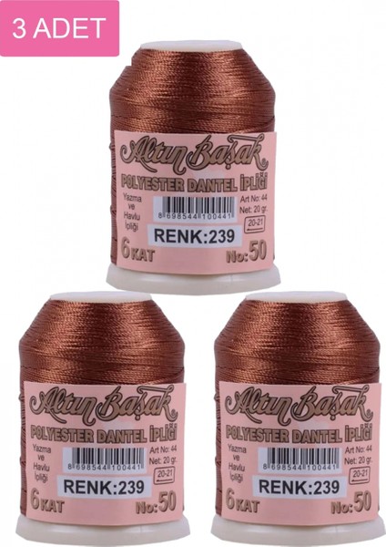 3 Adet Altınbaşak Oya ve Dantel Ipi 20 gr - Royaleks - No: 239