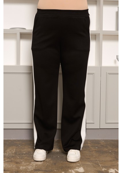 Şerit Detaylı Büyük Beden Eşofman Takımı Siyah indirimleri