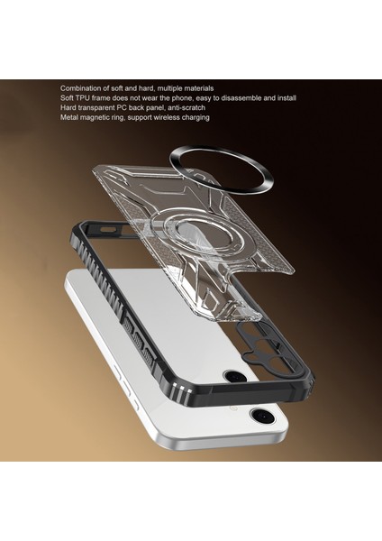 Case For Samsung Galaxy S24 Fe Için Manyetik Halkalı Şeffaf Akrilik Darbeye Dayanıklı Koruyucu Kılıf-Siyah (Yurt Dışından) fiyatları