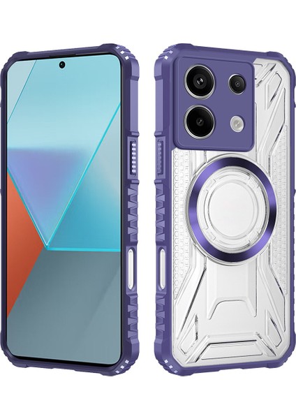 Case For Xiaomi Redmi Note 13 Pro 5g Için Manyetik Halkalı Şeffaf Akrilik Darbeye Dayanıklı Koruyucu Kılıf-Mor (Yurt Dışından)