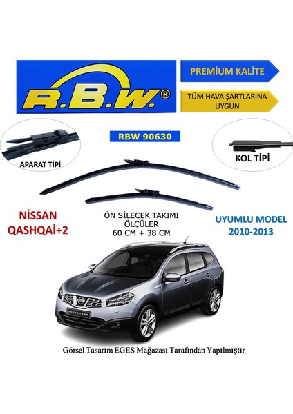 Nissan Qashqai+2 (2010-2013) Ön Silecek Süpürgesi 600MM + 380MM