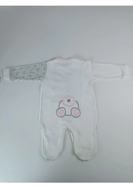 0-3 3-6 Ay Minik Tavşan Nakışlı Boydan Çıtçıt Kapamalı Kız Erkek Bebek Tulumu Ekru fırsatları
