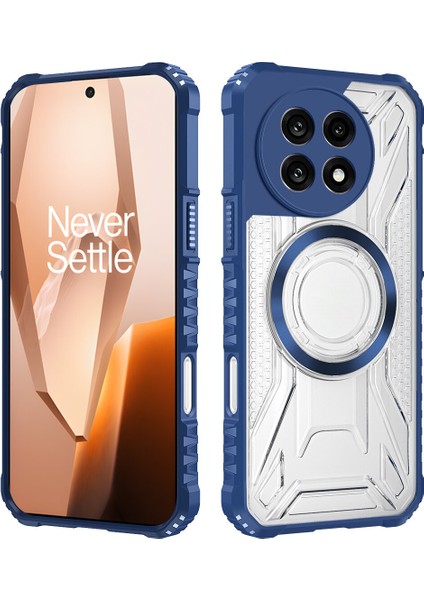 Case For Oneplus 13R Için Manyetik Halkalı Şeffaf Akrilik Darbeye Dayanıklı Koruyucu Kılıf-Mavi (Yurt Dışından)