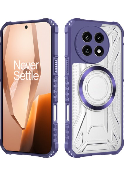 Case For Oneplus 13R Için Manyetik Halkalı Şeffaf Akrilik Darbeye Dayanıklı Koruyucu Kılıf-Mor (Yurt Dışından)