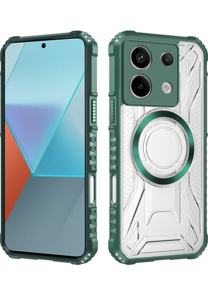 Case For Xiaomi Redmi Note 13 Pro 5g Için Manyetik Halkalı Şeffaf Akrilik Darbeye Dayanıklı Koruyucu Kılıf-Yeşili (Yurt Dışından)
