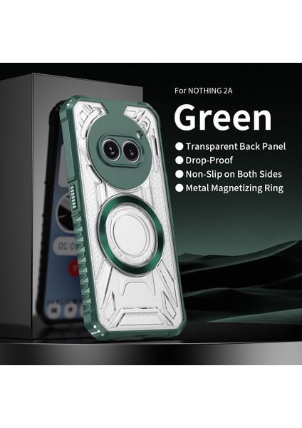 Case For Nothing Phone 2A Için Manyetik Halkalı Şeffaf Akrilik Darbeye Dayanıklı Koruyucu Kılıf-Yeşili (Yurt Dışından)