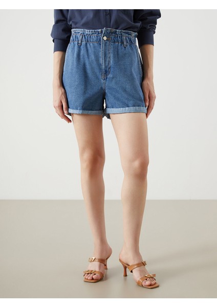 Yeni Sezon Beli Lastikli Kadın Jean Şort modelleri