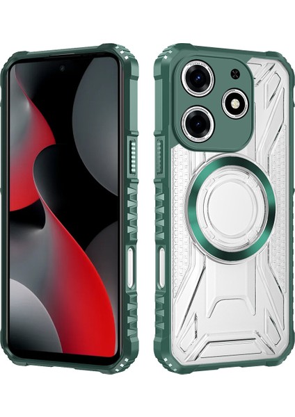Case For Tecno Spark 10 Pro Için Manyetik Halkalı Şeffaf Akrilik Darbeye Dayanıklı Koruyucu Kılıf-Yeşili (Yurt Dışından)