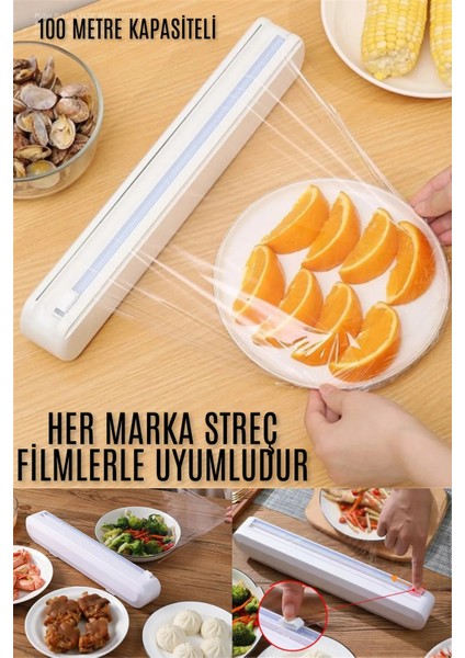 Streç Film Kesme Aparatı Streç Film Kesici Vakum Sabitlemeli Kolay Pratik Streç Film Kesim Kutusu Vakumlu