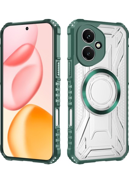 Case For Honor 400 Için Manyetik Halkalı Şeffaf Akrilik Darbeye Dayanıklı Koruyucu Kılıf-Yeşili (Yurt Dışından)