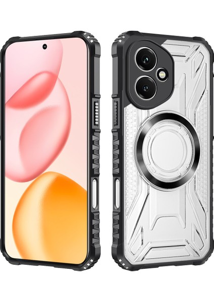 Case For Honor 400 Için Manyetik Halkalı Şeffaf Akrilik Darbeye Dayanıklı Koruyucu Kılıf-Siyah (Yurt Dışından)