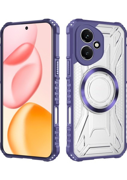 Case For Honor 400 Için Manyetik Halkalı Şeffaf Akrilik Darbeye Dayanıklı Koruyucu Kılıf-Mor (Yurt Dışından)