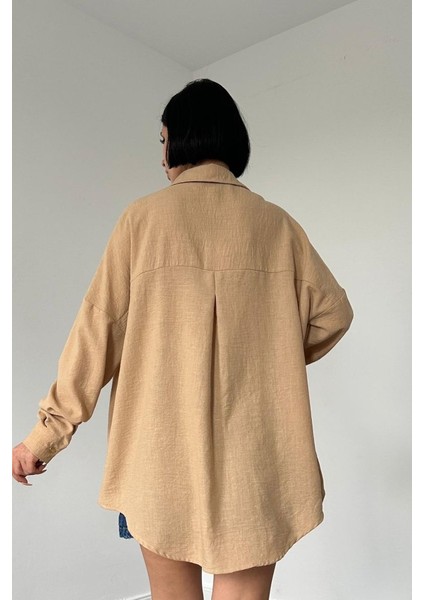 Bej Taş Işlemeli Gömlek