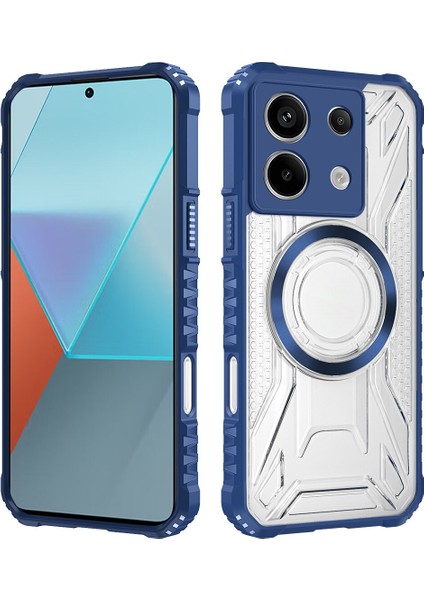 Case For Xiaomi Redmi Note 13 Pro 5g Için Manyetik Halkalı Şeffaf Akrilik Darbeye Dayanıklı Koruyucu Kılıf-Mavi (Yurt Dışından)