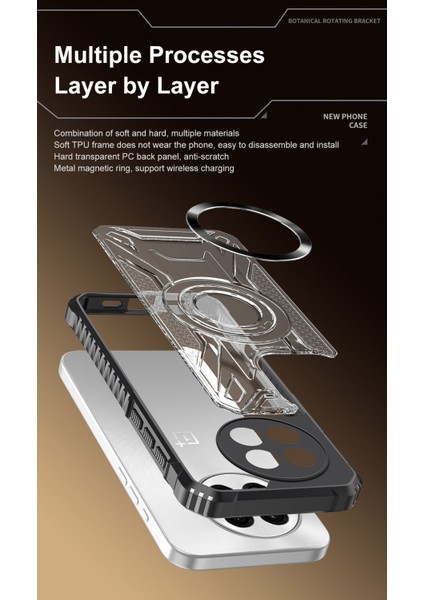 Case For Oneplus 13 Için Manyetik Halkalı Şeffaf Akrilik Darbeye Dayanıklı Koruyucu Kılıf-Mor (Yurt Dışından) fiyatları