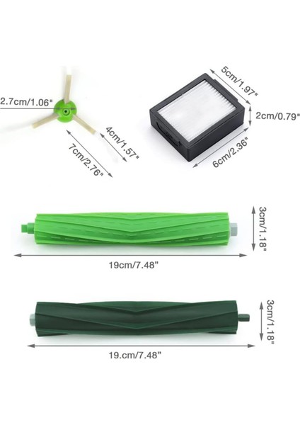 Irobot Roomba E & I Serisi I7+I3+I4+I6+I8+ J7+/plus,e5 E6 E7 Için Yan Fırça Yedek Seti-3 Adet fırsatları