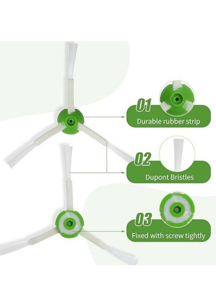 Irobot Roomba E & I Serisi I7+I3+I4+I6+I8+ J7+/plus,e5 E6 E7 Için Yan Fırça Yedek Seti-3 Adet