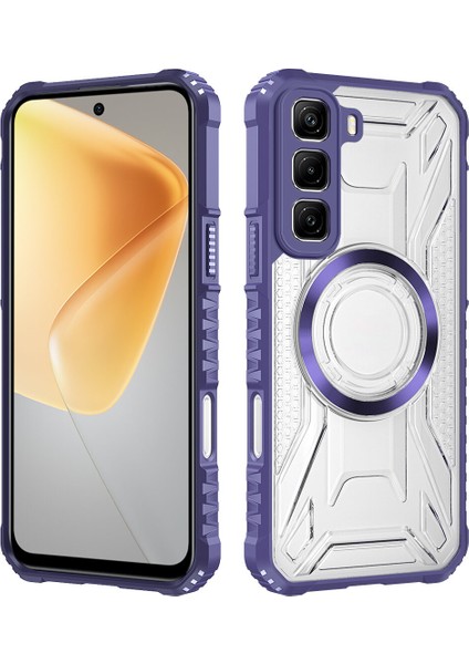 Case For Infinix Hot 50 4g Için Manyetik Halkalı Şeffaf Akrilik Darbeye Dayanıklı Koruyucu Kılıf-Mor (Yurt Dışından)