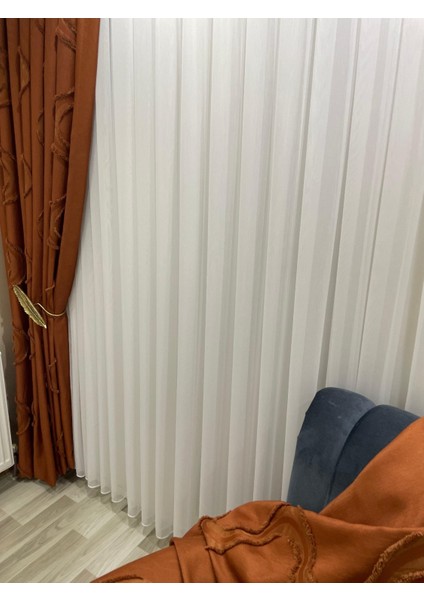 Taçsoft Bambu Ağır Gramajlı Şantuklu 1/3 Kat Sık Pileli Tül Perde Her Odaya Uygun Ütü Istemeyen