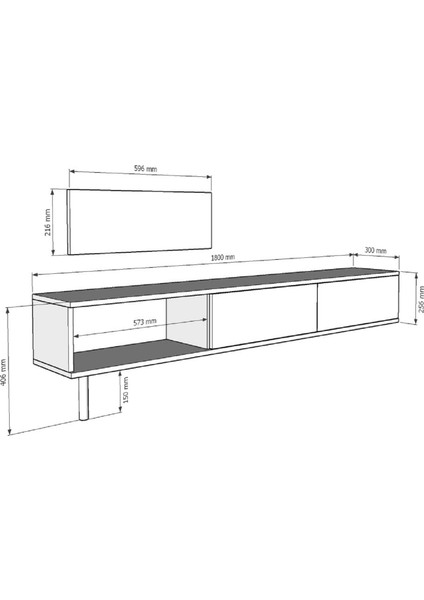 TSA1803A- Corsa Tv Stand, Tv Sehpası 180CM Antrasit